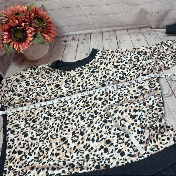 simply vera wang Leopard Print jogger pajama set leisurewear sz L soft cozy - Picture 5 of 9